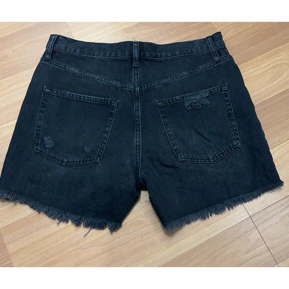 Free People We The Free Jeans Shorts Size 28 Raw Hem Button Fly Boho Black - Picture 3 of 12